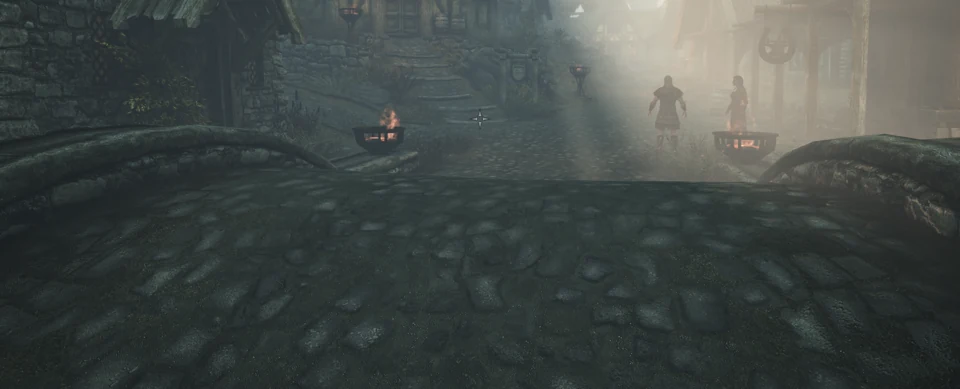 native dx11 with community shaders, whiterun: 103.1 fps, 1% low 85.8, display latency 22.4 ms. display tweaks, community shaders 1.9 and engine fixes on both sides, median of 5 paired runs (campaign c79)